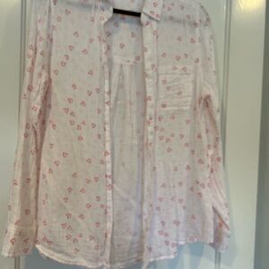 White Shirt with Pink Heart Pattern